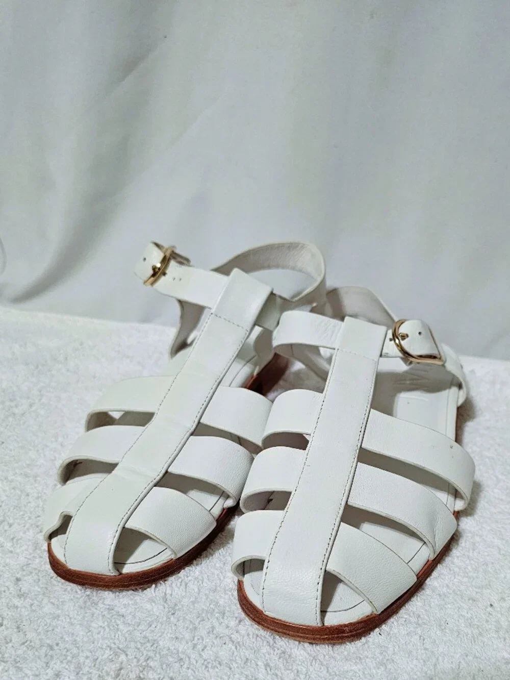 DELTAN Women's LEATHER FISHERMAN SANDALS WHITE Size 9.5